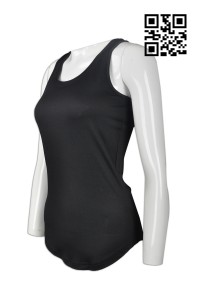 VT153 訂做女裝背心款式   設計淨色背心款式  圓腳衫底   自訂度身背心款式   背心製衣廠     黑色
